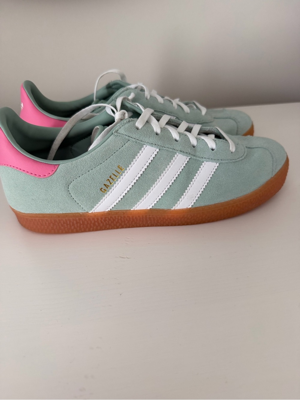Adidas Gazelle Mint Green White Pink Sneakers - Picture 2 of 5